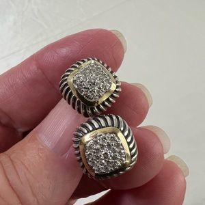 David Yurman Diamond Earrings. Retired. YG and Sterling. Excellent preowned.